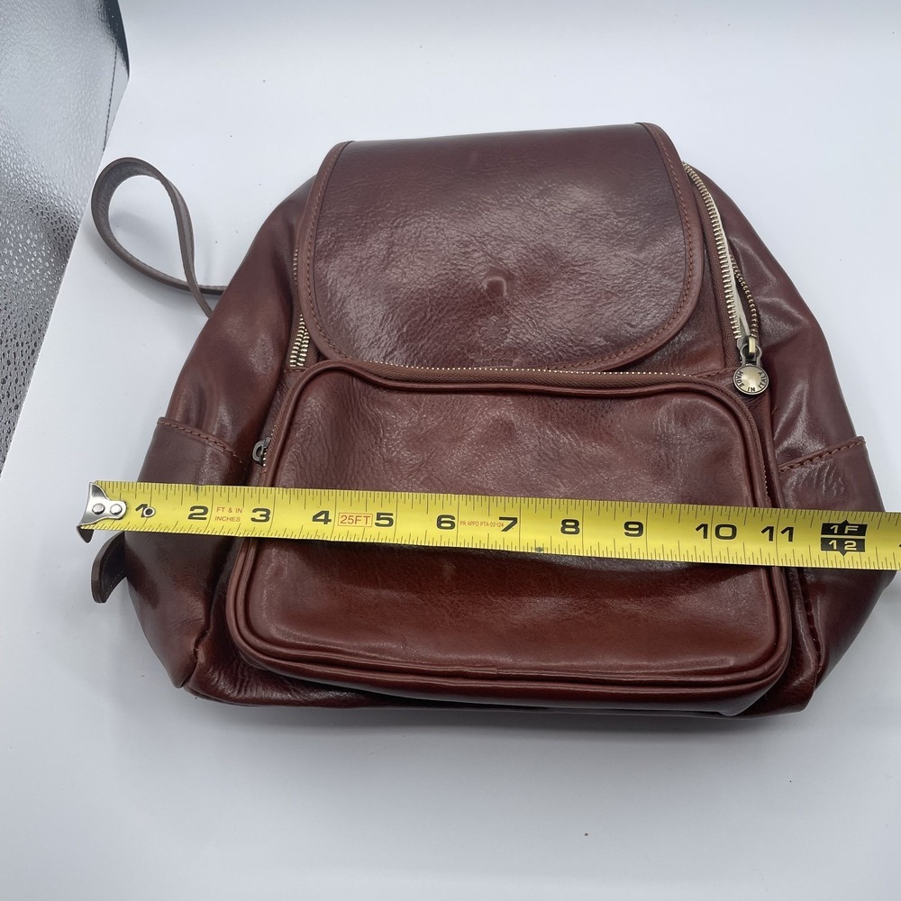 Vera Pelle Backpack Womens Dark Brown Genuine Leather Adjustable Shoulder Strap - Picture 15 of 16